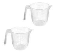 Set of 2 Plastic Lightweight 1L Measuring Jugs, Sturdy and Hardwearing, Easily Storable and Stackable, Measuring Scale Markings on The Side in ml and Ounces, BPA Free (1L Two Pack)