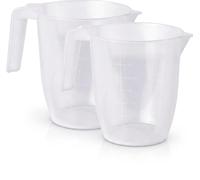 Set of 2 Plastic Measuring Jugs 2L - Clear BPA-Free Kitchen Measuring Cup with Easy-Read ml/oz/Pint Graduations, Ergonomic Handle & Pouring Spout, Lightweight Durable, Dishwasher Safe