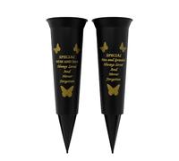 Set of 2 Plastic Spike Memorial Family Grave Vases - Mum & Dad + Nan & Grandad
