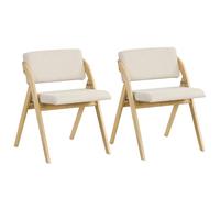 Set of 2 Portable Folding Dining Chairs, Space-Saving Rubber Wood e, Padded Seat, 48cm Height, Ideal for Kitchen, Office, Events, Modern Design
