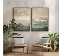 Set of 2 Posters, Abstract Landscape Canvas Wall Art, Sage Green Mountain Prints, Modern Nordic Nature Artwork, Unframed Wall Decor for Living Room Bedroom (50 x 70 cm (unframed))