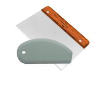 Set of 2 Premium Bench Scraper Dough Cutter Large with Wooden Handle Silicone Dough Scraper Dough Cutter Kitchen Scraper (7.9 * 5.1+6.8 * 3.1 in)