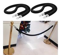 Set of 2 Premium Black Velvet Rope Stanchions with Gold Hooks - 7.2ft Crowd Control Cords for Event Management Red Carpet Barrier Posts Perfect for Weddings & Parties