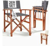 Set of 2 Premium Director's Chairs, Anthracite, FSC®-certified Eucalyptus Wood, Padded