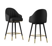 Set of 2 Premium PU Leather Swivel Bar Stools, Tufted Back Design for Kitchen, Dining Room & Home Bar - Stylish & Comfortable Counter Seating