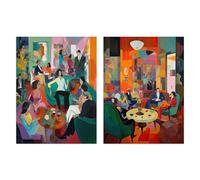 Set of 2 Prints The Cocktail Party 1970's Home Decor Aesthetic Style 2 Pack 12X16" Poster Living Room Wall Art Prints