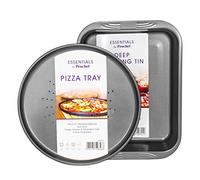 Set of 2 Prochef Baking Trays [ 37cm Deep Roasting Tin / 30cm Pizza Tray ]