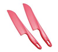 Set of 2 Professional Plastic Salad Knives with Serrated Edge Compatible with Cutting Salad, Fruit, Cake, Bread, Brownies, Lasagna or Various Vegetables