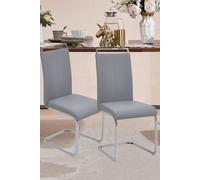 Set of 2 PU Leather Upholstered High Dining Chairs in Grey The hot sale Grey