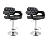 Set of 2 PU Leather Upholstered Swivel Bar Stool, Height Adjustable Barstool with Back, Armrest, Footrest for Kitchen