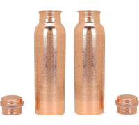 Set of 2 Pure Copper Water Bottle 34 Oz Large Ayurvedic Copper Bottle For Drinking Leak Proof Antique Copper Vessels For gym, Yoga, Meditation & Ayurvedic Copper Health Benefits - 1000ml Each