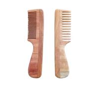 Set of 2 Pure Neem Wood Wide and Fine Tooth Comb with Handle | Wide and Fine Tooth Comb| Comb with Handle | Organic and Natural