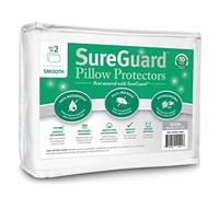 Set of 2 Queen Size SureGuard Pillow Protectors - 100% Waterproof, Bed Bug Proof, Hypoallergenic - Premium Zippered Cotton Covers - Smooth