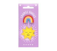 Set of 2 Rainbow and Sun Pin Badges | Cute Badges for Bags, Jackets, Hats