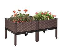 Set of 2 Raised Garden Bed Elevated Planter Box with Self-Watering Design