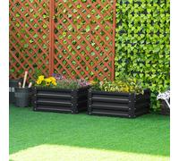 Set of 2 Raised Garden Bed Galvanised Steel Planter Boxes Easy Setup Outsunny Grey One Size