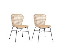 Set of 2 Dining Chairs ELFROS Rattan Natural