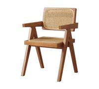 Set of 2 Rattan Dining Chairs with Armrests Slish Wooden Accent Chairs for Living Room Kitchen Outdoor & Bedroom table Side Chairs for Reading & Relaxat