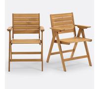 Set of 2 Réalto Folding Acacia Garden Armchairs Acacia