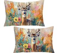 Set of 2 Rectangular Cushion Cover, Velvet Decor Throw Pillow Covers Animals Decorative Pillow Cases, Landscape Cushion Cover for Couch Bedroom Sofa Car Home Living Room Decor 40x80cm YF-1862