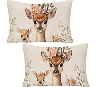 Set of 2 Rectangular Cushion Cover, Velvet Decor Throw Pillow Covers Animals Decorative Pillow Cases, Flowers Cushion Cover for Couch Bedroom Sofa Car Home Living Room Decor 60x80cm YF-1813