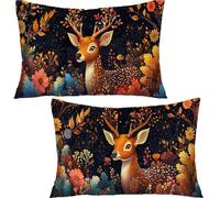 Set of 2 Rectangular Cushion Cover, Velvet Decor Throw Pillow Covers Animals Decorative Pillow Cases, Flowers Cushion Cover for Couch Bedroom Sofa Car Home Living Room Decor 50x70cm YF-1859