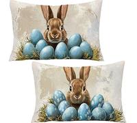 Set of 2 Rectangular Cushion Cover, Velvet Decor Throw Pillow Covers Easter Decorative Pillow Cases, Animals Cushion Cover for Couch Bedroom Sofa Car Home Living Room Decor 40x80cm YF-1866