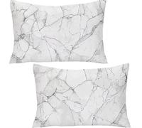 Set of 2 Rectangular Cushion Cover, Velvet Decor Throw Pillow Covers Marble Pattern Decorative Pillow Cases, White Cushion Cover for Couch Bedroom Sofa Car Home Living Room Decor 40x70cm YF-2094