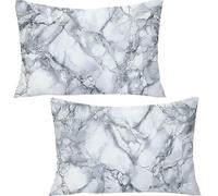 Set of 2 Rectangular Cushion Cover, Velvet Decor Throw Pillow Covers White Decorative Pillow Cases, Marble Pattern Cushion Cover for Couch Bedroom Sofa Car Home Living Room Decor 50x70cm YF-2092