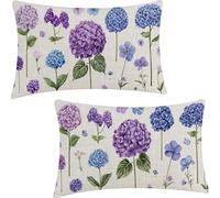 Set of 2 Rectangular Cushion Covers, Linen Throw Flowers Pillow Cases for Livingroom Sofa Outdoor, with Invisible Zipper, White Outdoor Cushions Covers 60x80cm YF-2195