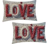 Set of 2 Rectangular Cushion Covers, Linen Throw Like Pillow Cases for Livingroom Sofa Outdoor, with Invisible Zipper, Grey Outdoor Cushions Covers 50x70cm YF-2377