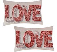 Set of 2 Rectangular Cushion Covers, Linen Throw Like Pillow Cases for Livingroom Sofa Outdoor, with Invisible Zipper, Pink Outdoor Cushions Covers 40x70cm YF-2378