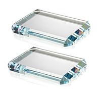 Set of 2 Rectangular Glass Paperweight Blocks - Clear Glass Paper Weights - Glass Block Decor Tiles for Office, Home Crafts, Projects, Ornaments (A)