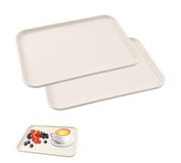 Set of 2 Rectangular Serving Trays, Kitchen Trays, Fast Food Breakfast Trays, Serving Trays, Snack Trays, Beige Gastro Tray, Serving Plates, Coffee Tray, Reusable (12.2 x 8.66 Inch)