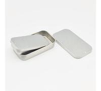 Set of 2 Rectangular Tins with Sliding Lid 10ml 20ml - Mini Travel Containers/Pill Boxes/Sweets/Lip Balm - Small Favour Gift Boxes - Silver Sliding Top Pocket Size - Camping/Hiking Everyday Carry edc