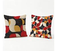 Set of 2 Red Cushion Covers 65x65 cm, Outdoor Cushion Covers Waterproof Linen, Double-Sided Abstract Decorative Square Throw Pillow Cover 26x26 inch for Sofa Cushions Car Patio Garden Decor y0-151