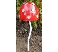 Set of 2 Red Mushroom Stake Light Solar Outdoor Garden Light Automatic Solar Powered Red Glow in The Dark Mushroom Stake Pathway Light Decoration for Garden