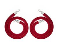 Set of 2 Red Velvet Stanchion Ropes, 5ft 6ft 8ft 10ft Crowd Control Barrier Kit, Twisted Dividers for VIP Red Carpet Events & Parties (Color: Velvet with Silver Hook, Size: 2ft)