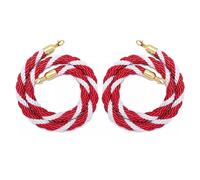 Set of 2 Red Velvet Stanchion Ropes, 5ft 6ft 8ft 10ft Crowd Control Barrier Kit, Twisted Hemp Dividers for VIP Events & Red Carpet Parties (0.8m/3ft, Gold Hook)