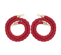 Set of 2 Red Velvet Stanchion Ropes, 5ft/6ft/8ft/10ft Crowd Control Barrier Kit, Twisted Hemp Ropes for VIP Events, Red Carpet Party Accessories (Hemp-Gold Hook, Size: 1m/3.3ft)