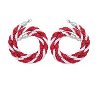 Set of 2 Red Velvet Stanchion Ropes, 5ft/6ft/8ft/10ft Crowd Control Kit, Twisted Barrier Dividers for VIP Events, Party, Red Carpet, Hemp with Silver Hooks