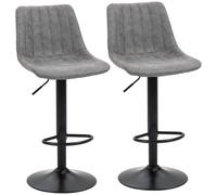Set of 2 Retro Bar Stools Microfibre Kitchen Breakfast Counter Chairs Grey