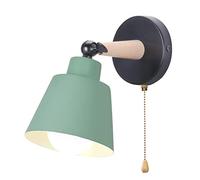 Set of 2 Retro Vintage Wall Light E27 Industrial Wooden Metal Adjustable Interior Wall Lamp with Switch Modern for Bedroom Entrance Living Room (Oxford Blue)