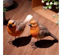 Set of 2 Robin Garden Ornaments Outdoor, Lifelike Resin Robin Garden Ornament, Outdoor Bird Statues, Robins Home Decoration, Christmas Ornaments Gardening Gifts