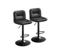 Set of 2 Rotating Bar Stools with PU Cover, Black