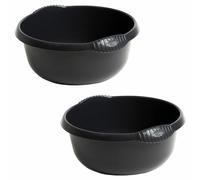 (Set of 2) - Round 28 cm Plastic Bowl Washing Up Bowl Multipurpose Mixing Bowl 5L Litre Washing Basin Bowl Sink Tidy Organiser Wash Tub Home Kitchen Organiser Outdoor Camping - Midnight Greyish