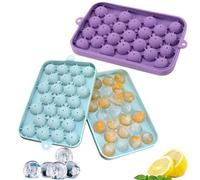 Set of 2 Round Ice Cube Moulds, Ice Cube Tray with Lid, Silicone Ice Cube Moulds, Ice Cube Trays Silicon,Ice Ball Mould for The Freezer - Perfect for Whisky, Cocktails and Juice (50 Ice Balls)