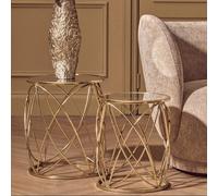 Orsina Industrial Design Set Of Two Round Side Tables, Versatile Table For Livingroom, Everyday Use Lounge Table