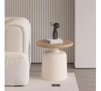 Set of 2 Round Nesting Coffee Tables Cream Living Room Accent Table Wooden Finish End Tables Stylish Side Tables for Sofa and Bedroom Nightstand.