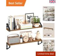 Set of Wall-Mounted Picture Ledge, Rustic Brown / Set of 2 (11.2 x 60 cm)